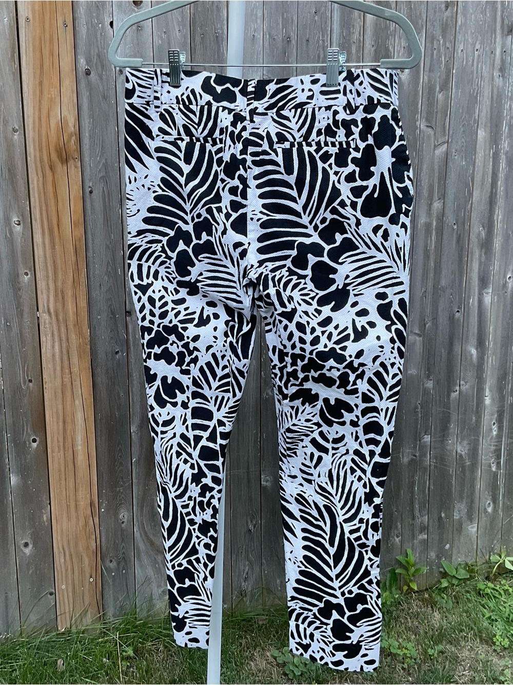 Talbots Black and White Tropical Leaf Pants